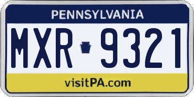 PA license plate MXR9321