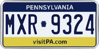 PA license plate MXR9324
