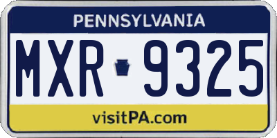 PA license plate MXR9325