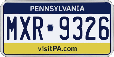 PA license plate MXR9326