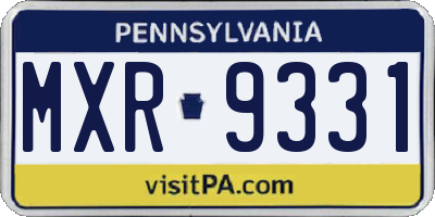 PA license plate MXR9331