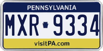 PA license plate MXR9334