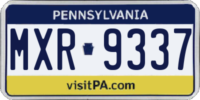 PA license plate MXR9337