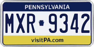 PA license plate MXR9342