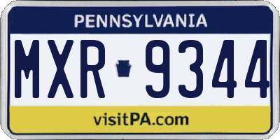 PA license plate MXR9344