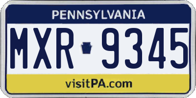 PA license plate MXR9345