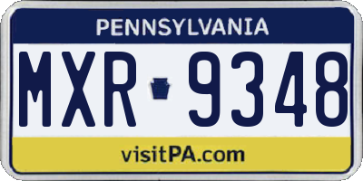 PA license plate MXR9348