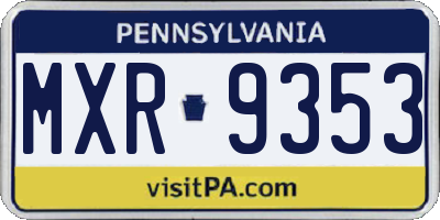 PA license plate MXR9353