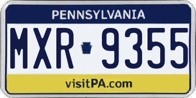 PA license plate MXR9355