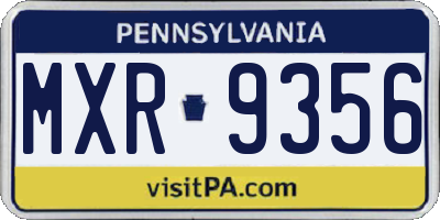 PA license plate MXR9356