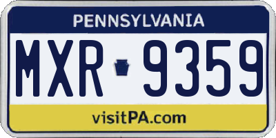 PA license plate MXR9359