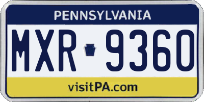 PA license plate MXR9360
