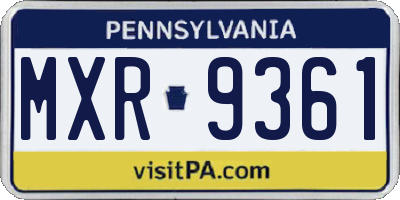 PA license plate MXR9361