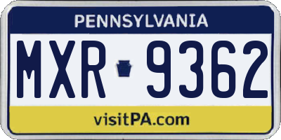 PA license plate MXR9362