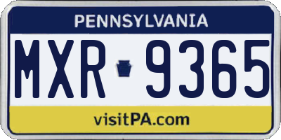 PA license plate MXR9365