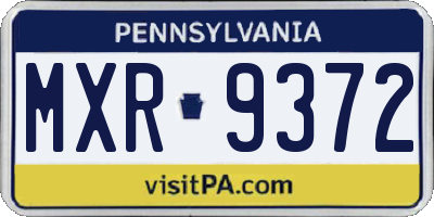 PA license plate MXR9372