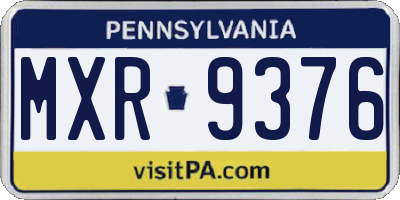 PA license plate MXR9376