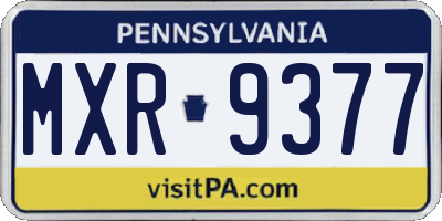 PA license plate MXR9377