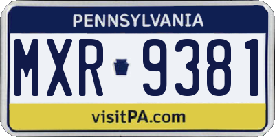 PA license plate MXR9381