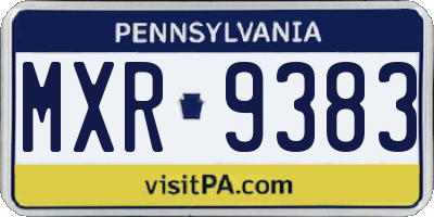 PA license plate MXR9383