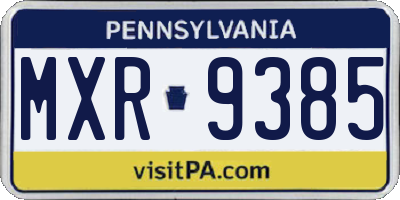 PA license plate MXR9385