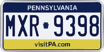 PA license plate MXR9398