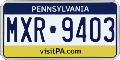 PA license plate MXR9403
