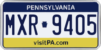 PA license plate MXR9405