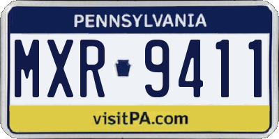 PA license plate MXR9411