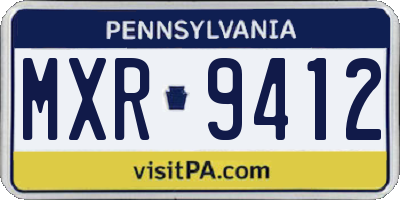 PA license plate MXR9412