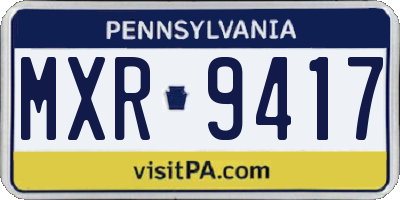 PA license plate MXR9417