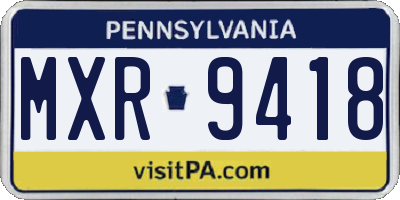 PA license plate MXR9418