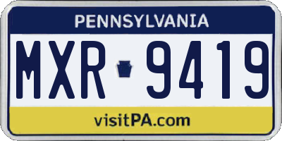 PA license plate MXR9419