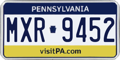 PA license plate MXR9452