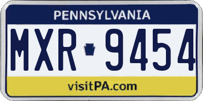 PA license plate MXR9454