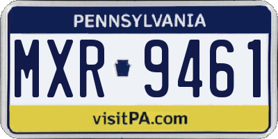 PA license plate MXR9461