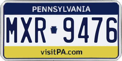 PA license plate MXR9476