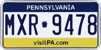 PA license plate MXR9478