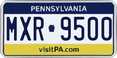 PA license plate MXR9500