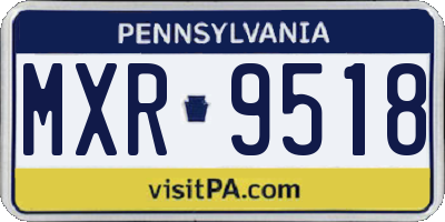 PA license plate MXR9518