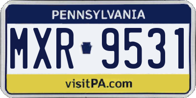 PA license plate MXR9531