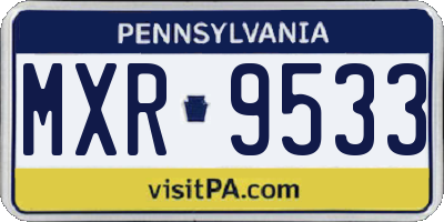 PA license plate MXR9533