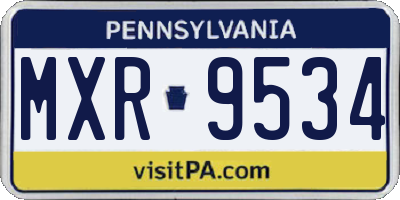 PA license plate MXR9534