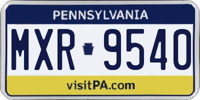 PA license plate MXR9540