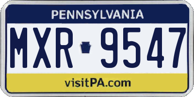 PA license plate MXR9547