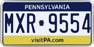 PA license plate MXR9554