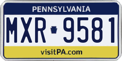 PA license plate MXR9581