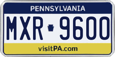PA license plate MXR9600