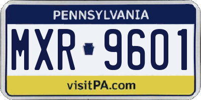 PA license plate MXR9601