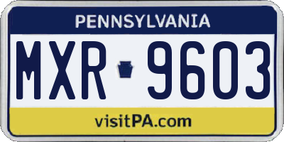 PA license plate MXR9603
